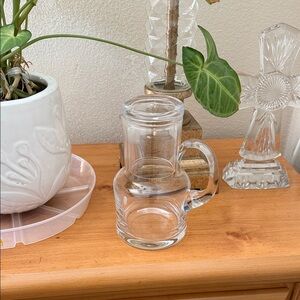Tiffany & Co. Clear Glass Carafe with Handle and cup for bedside